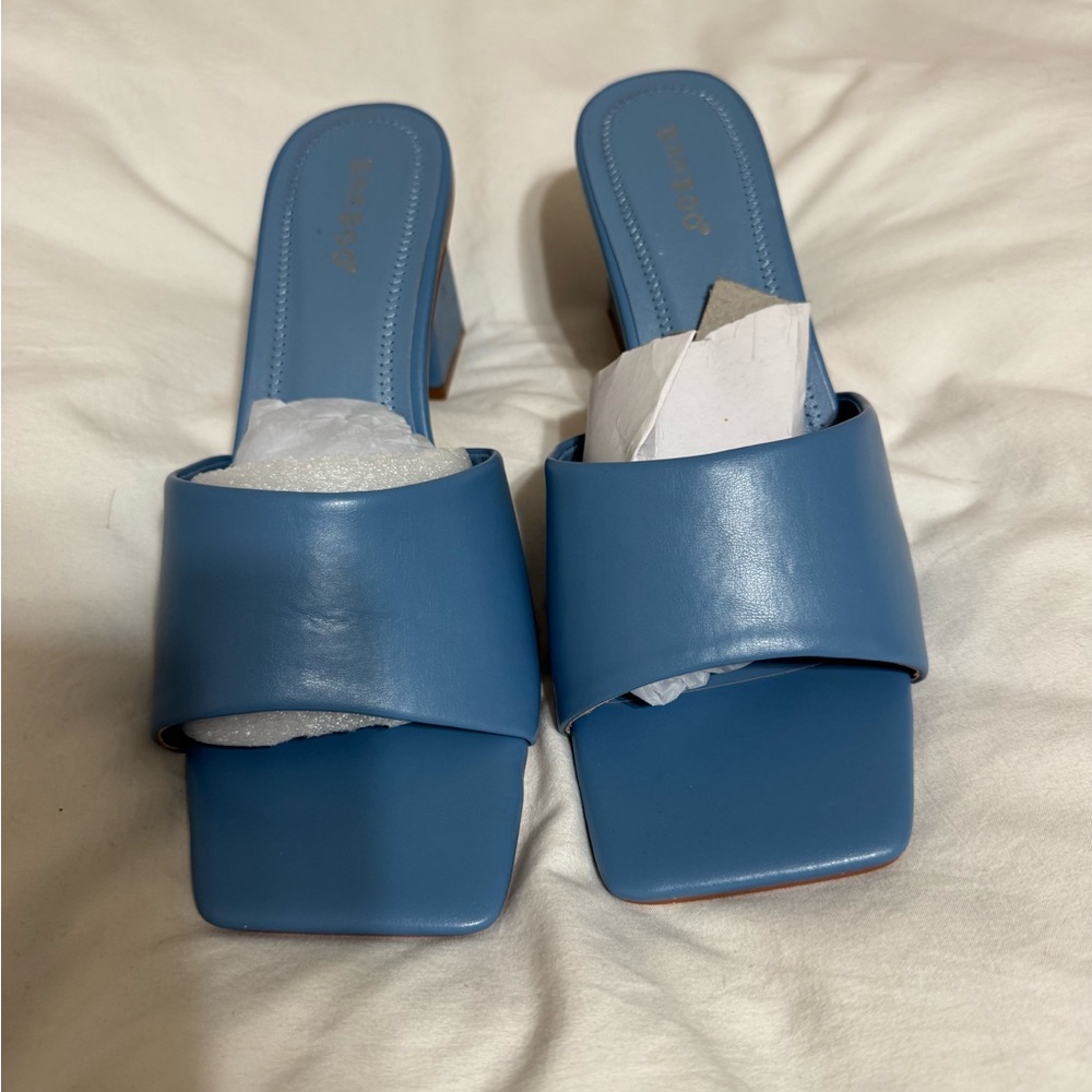 BAMBOO Blue Leather Mules